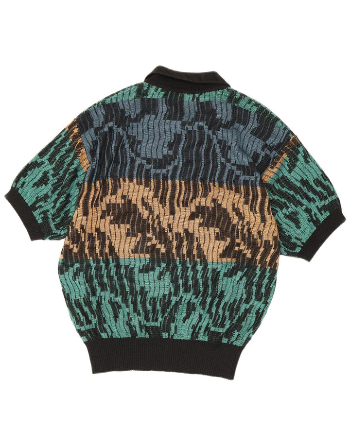 Pulover vintage pentru bărbați, cu model abstract, pulover cu gât polo IT 48 Medium Multico