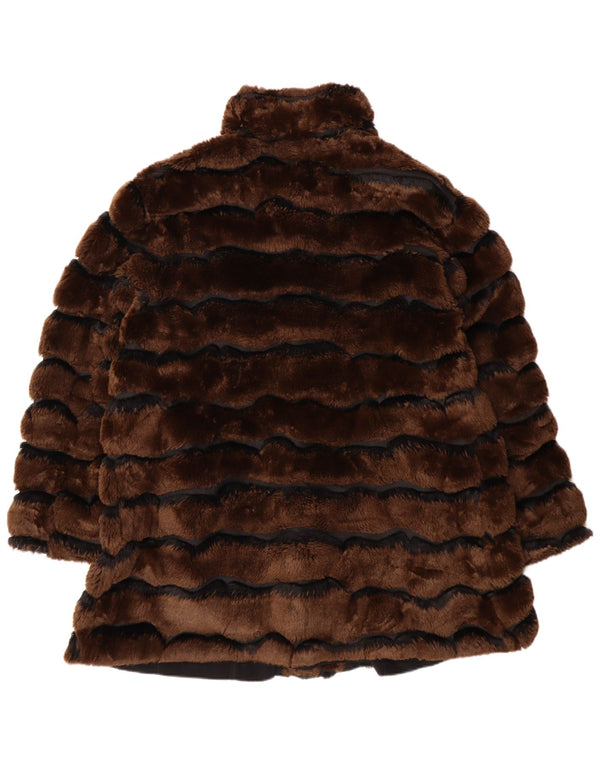 Petite M. Palton reversibil de blană artificială pentru femei UK 20 2XL maro cu dungi