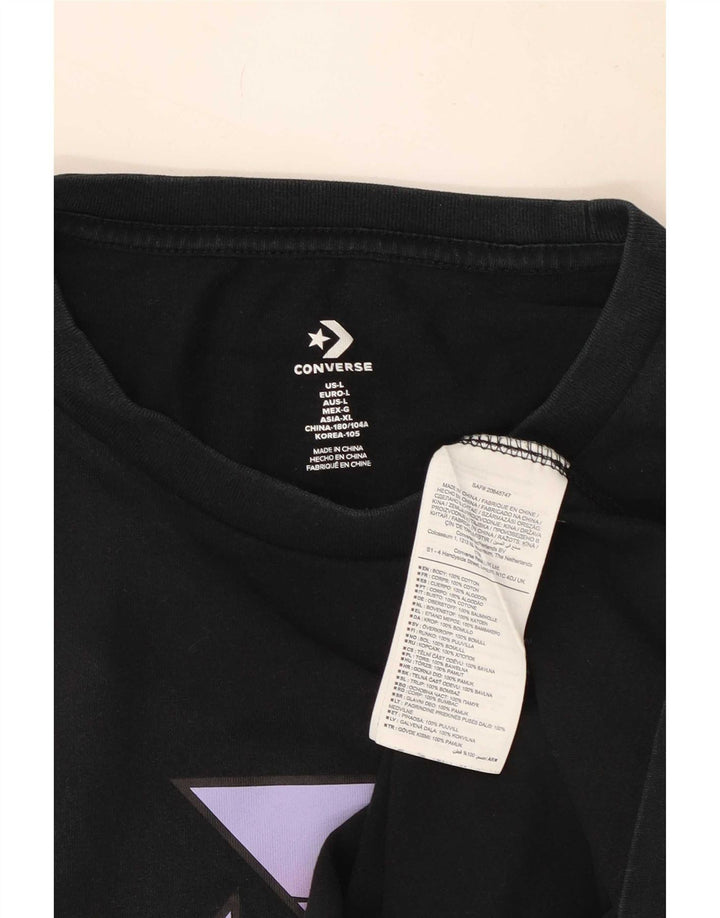 Tricou grafic Converse pentru bărbați Top mare din bumbac negru