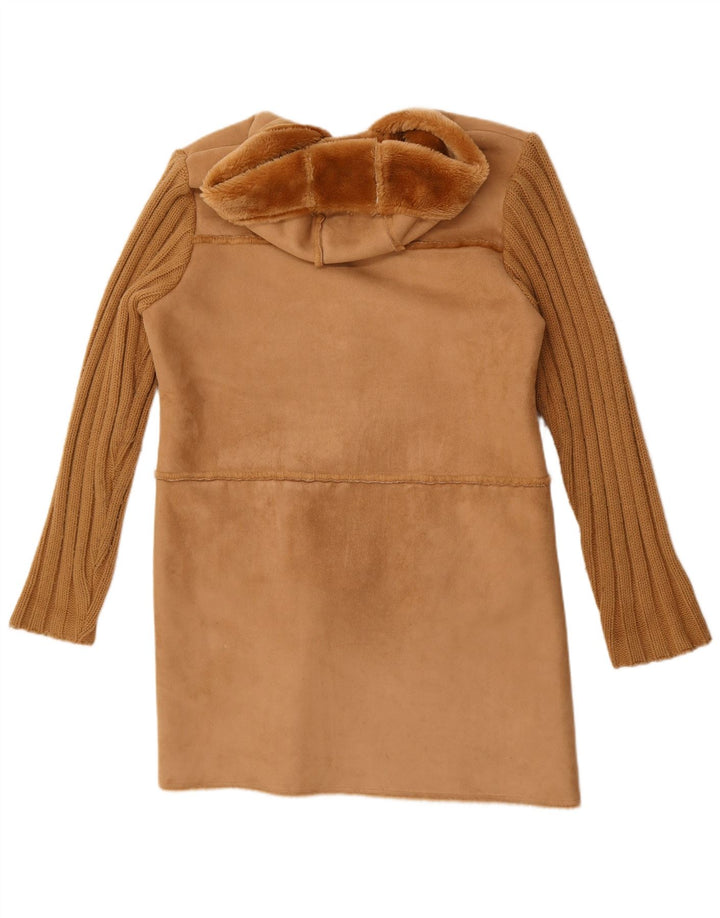 Palton Sherpa Vintage pentru femei cu glugă UK 14 Poliester maro mediu