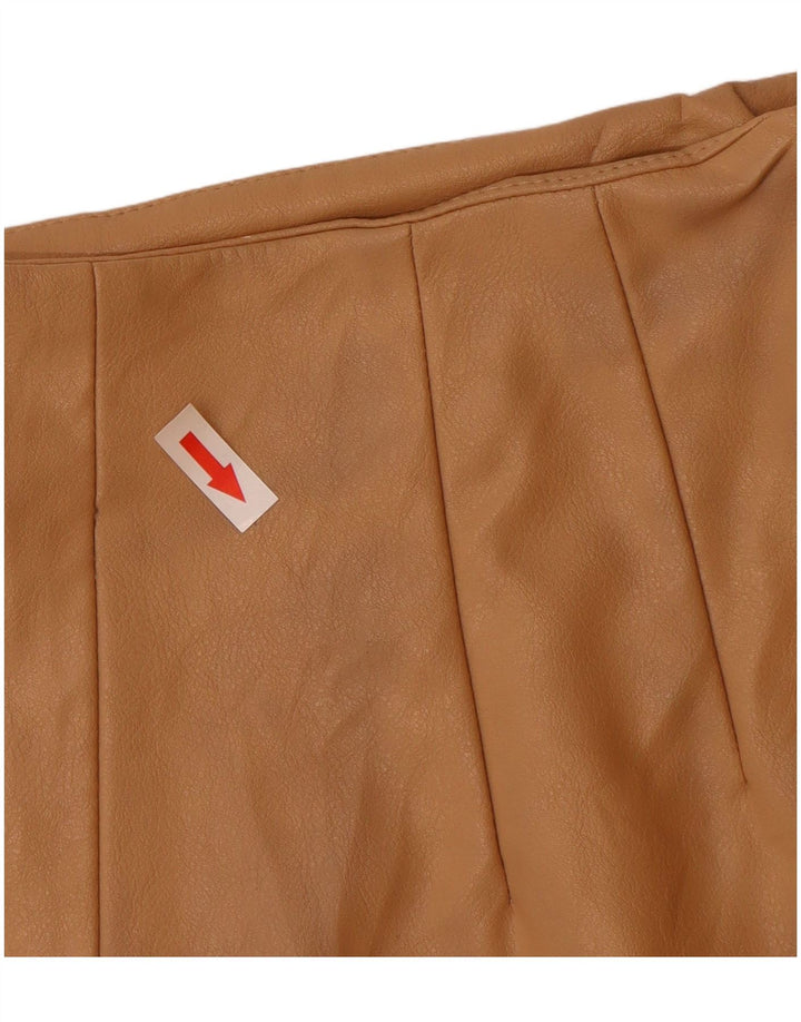 Pantaloni scurti din piele de damă Zara Mici W26 poliuretan bej