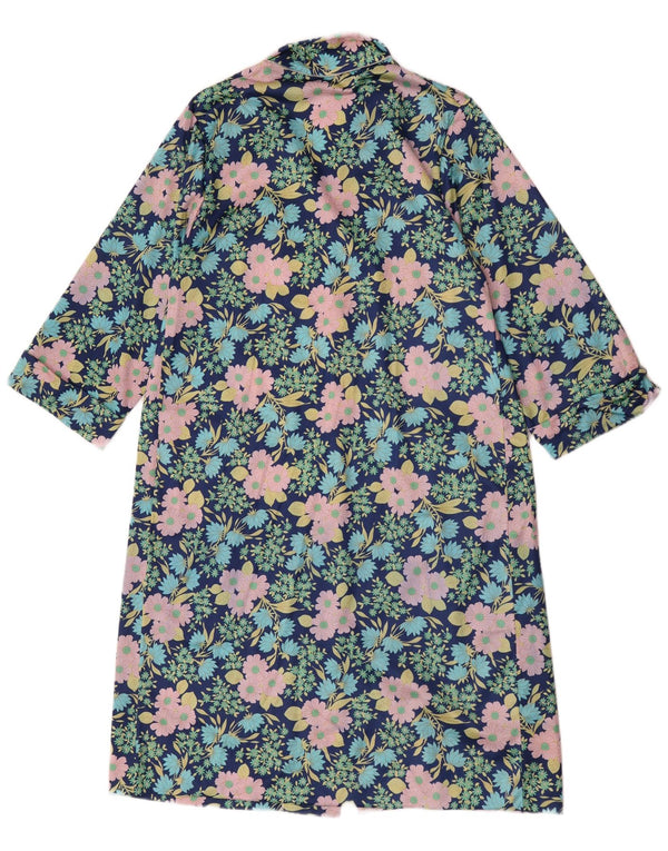 Rochie cămașă Vintage pentru femei cu mâneci 3/4 IT 44 Medium Blue Floral