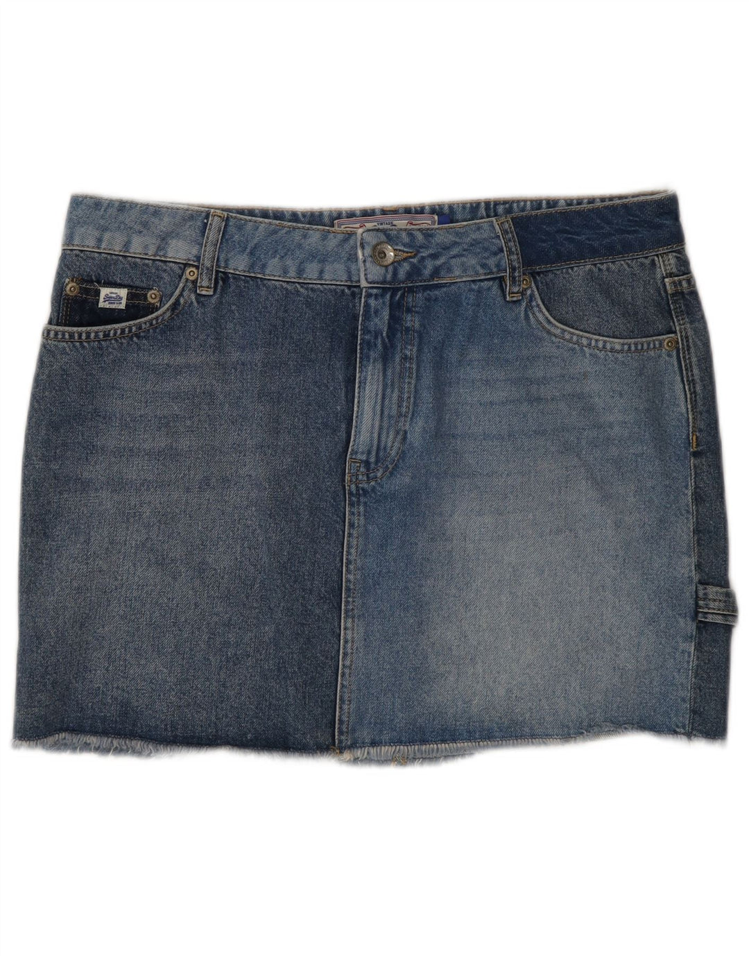 Fusta de blugi pentru femei Superdry W30 bumbac albastru mediu