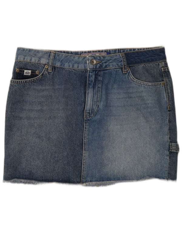 Fusta de blugi pentru femei Superdry W30 bumbac albastru mediu