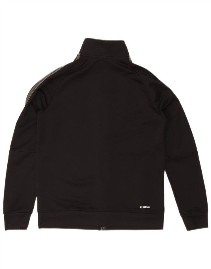 ADIDAS Boys Aeroready Tracksuit Top Jacket 13-14 Years Black Polyester