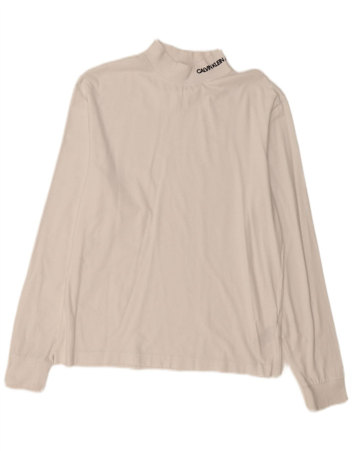 CALVIN KLEIN JEANS Top pentru bărbați cu mânecă lungă din bumbac alb mic