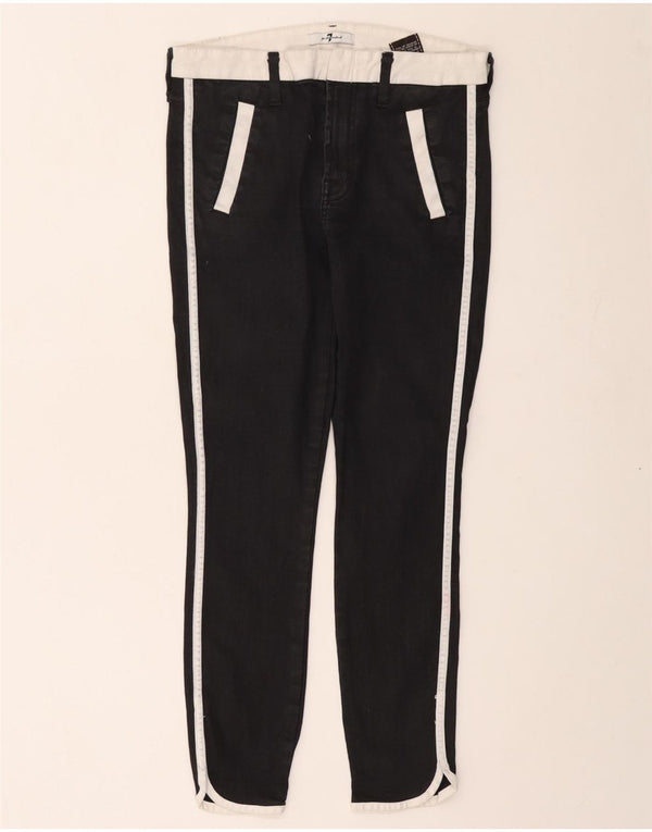 7 For All Mankind Blugi skinny crop pentru femei W27 L25 bumbac negru color bloc