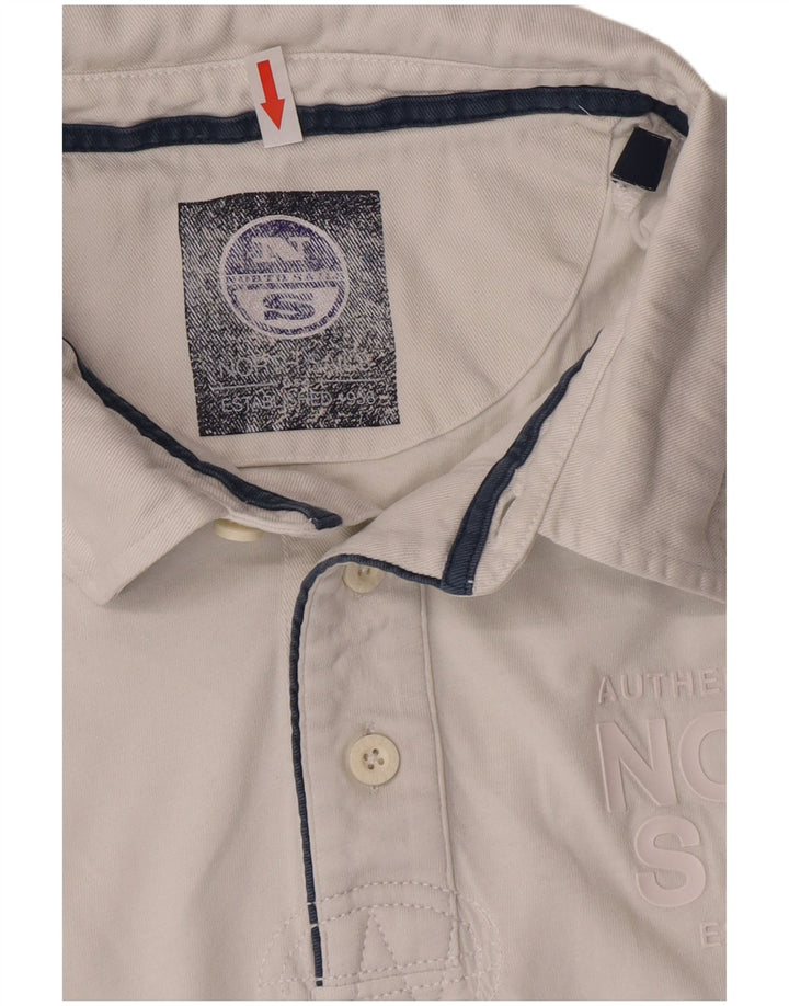 Tricou polo grafic North Sails pentru bărbați, bumbac alb 2XL