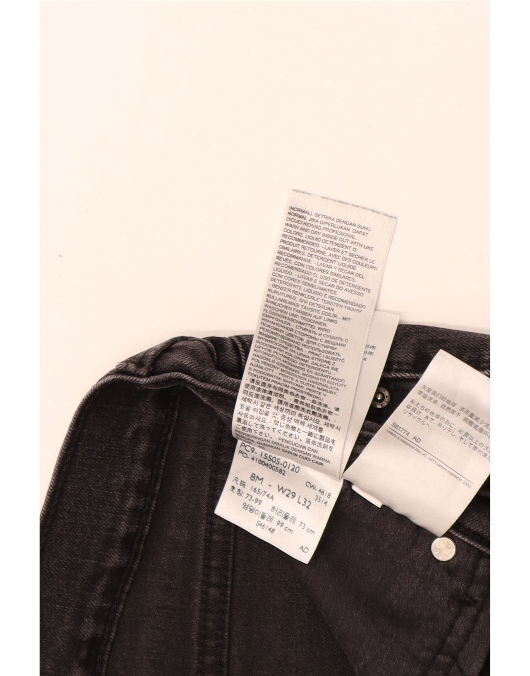 LEVI'S Blugi drepti 505 pentru femei US 8 Medium W29 L30 bumbac negru