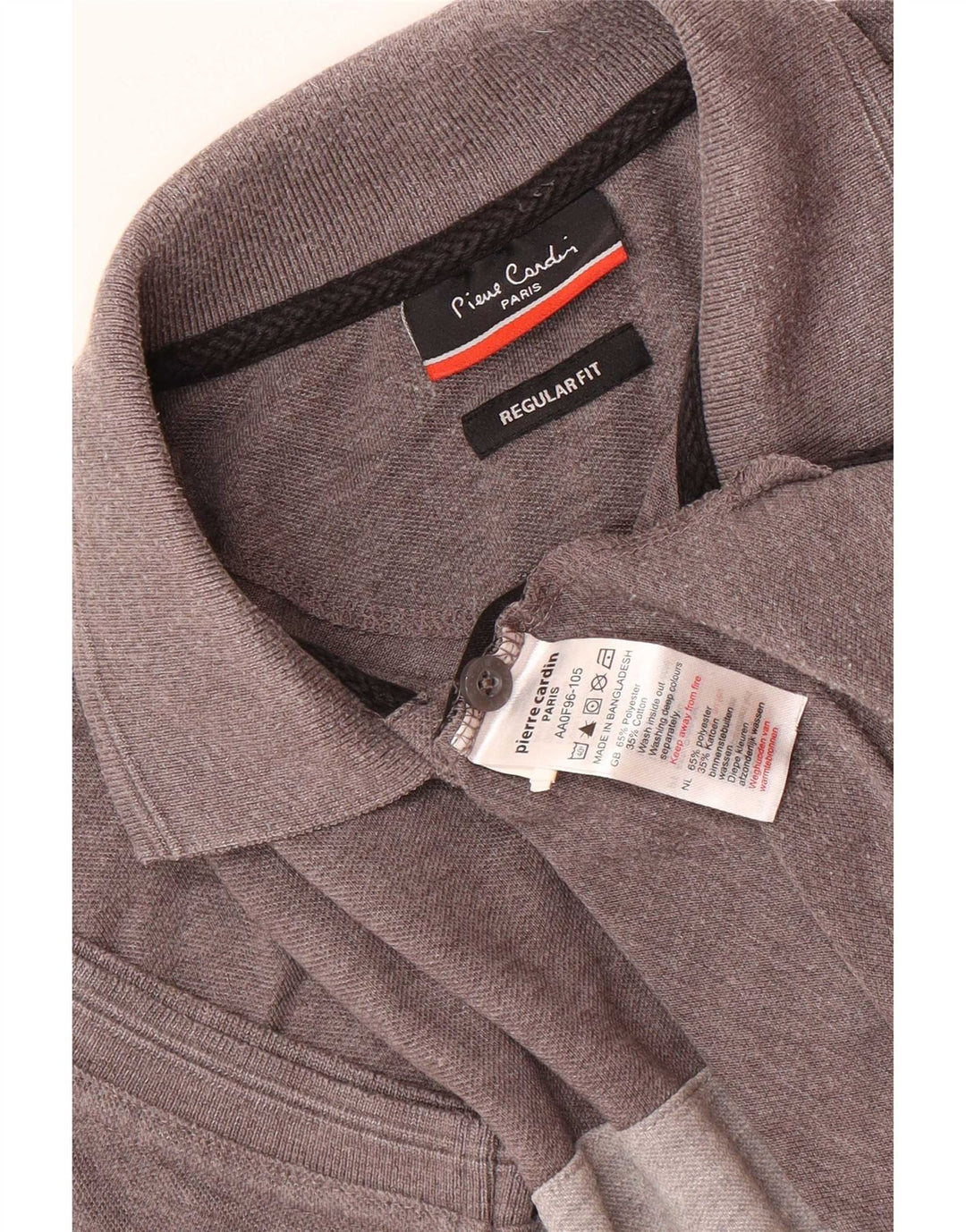 Cămașă polo Pierre Cardin pentru bărbați, cu croială obișnuită, gri mic, poliester color bloc