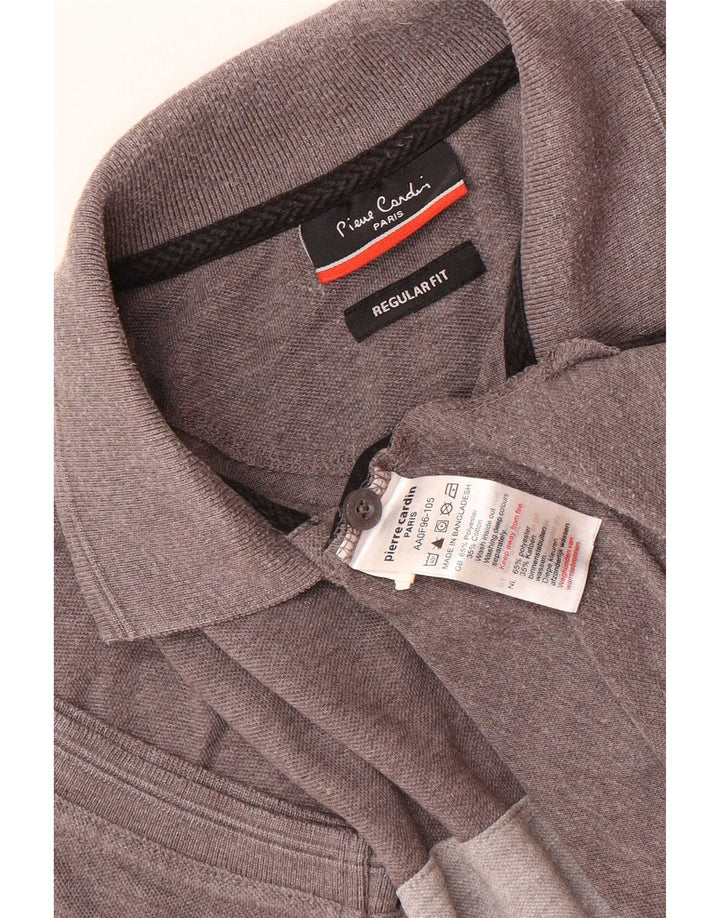 Cămașă polo Pierre Cardin pentru bărbați, cu croială obișnuită, gri mic, poliester color bloc