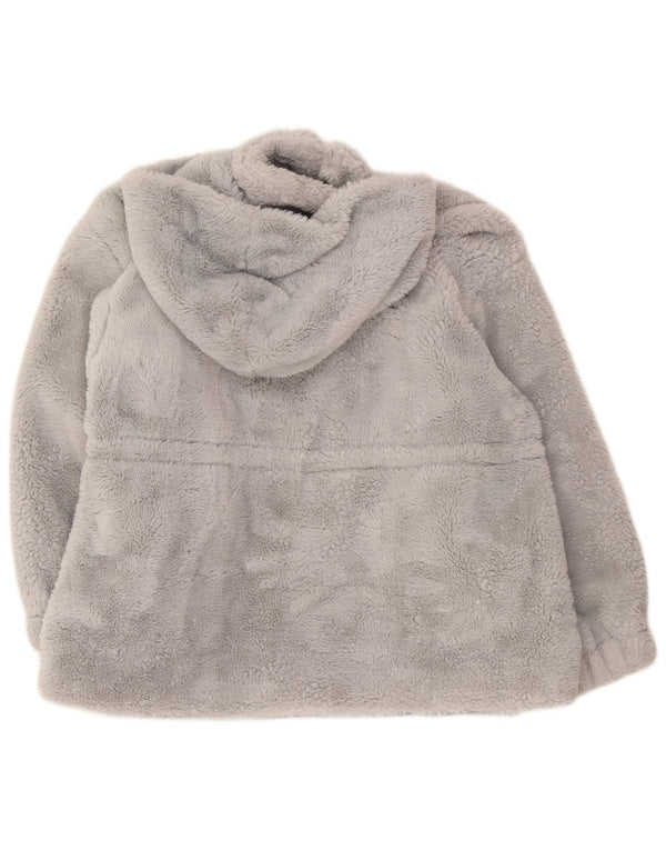 Jachetă din lână supradimensionată cu glugă Guess pentru femei, ursuleț de pluș, UK 18 XL, gri