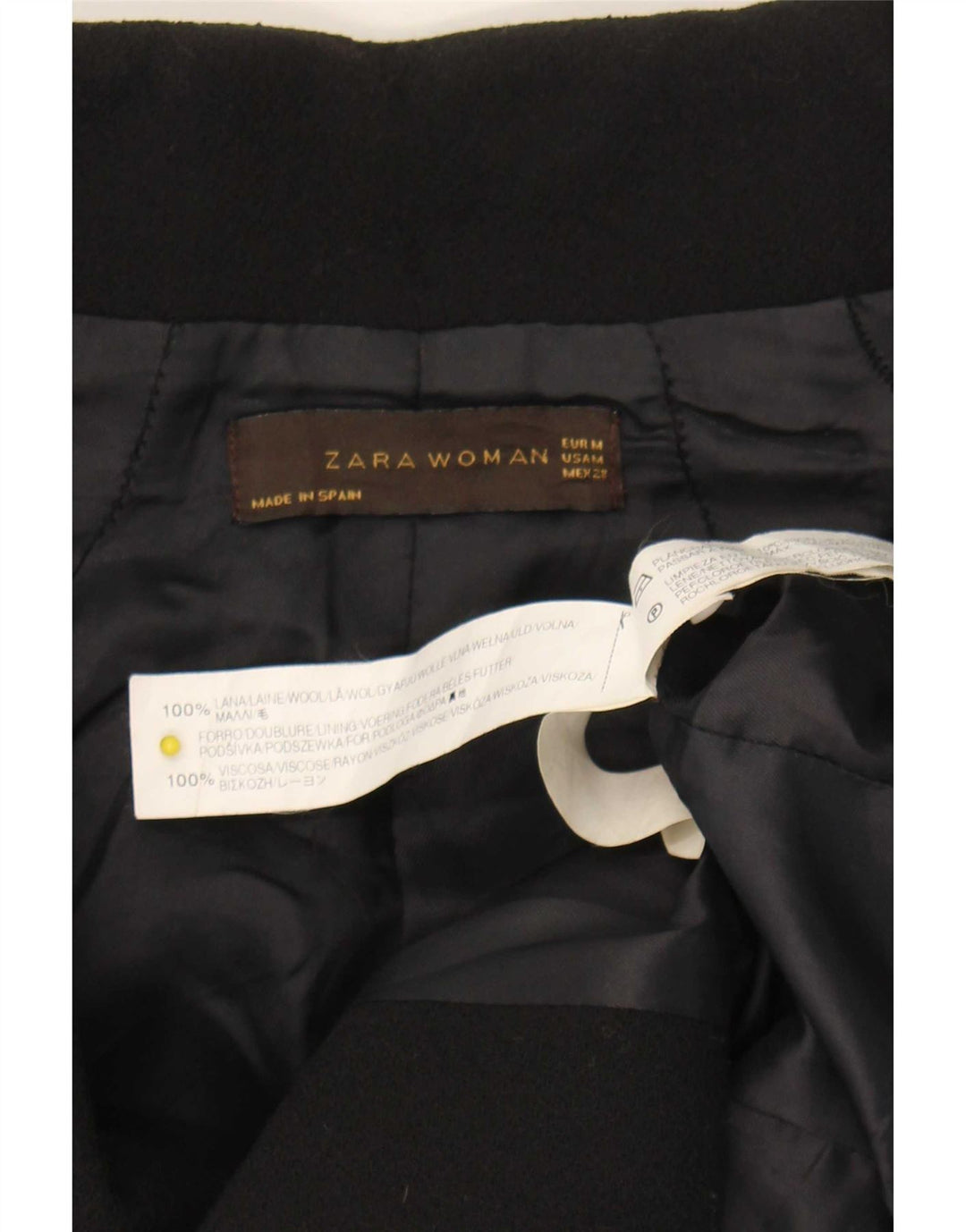 Blazer pentru femei Zara UK 12 Lână neagră medie