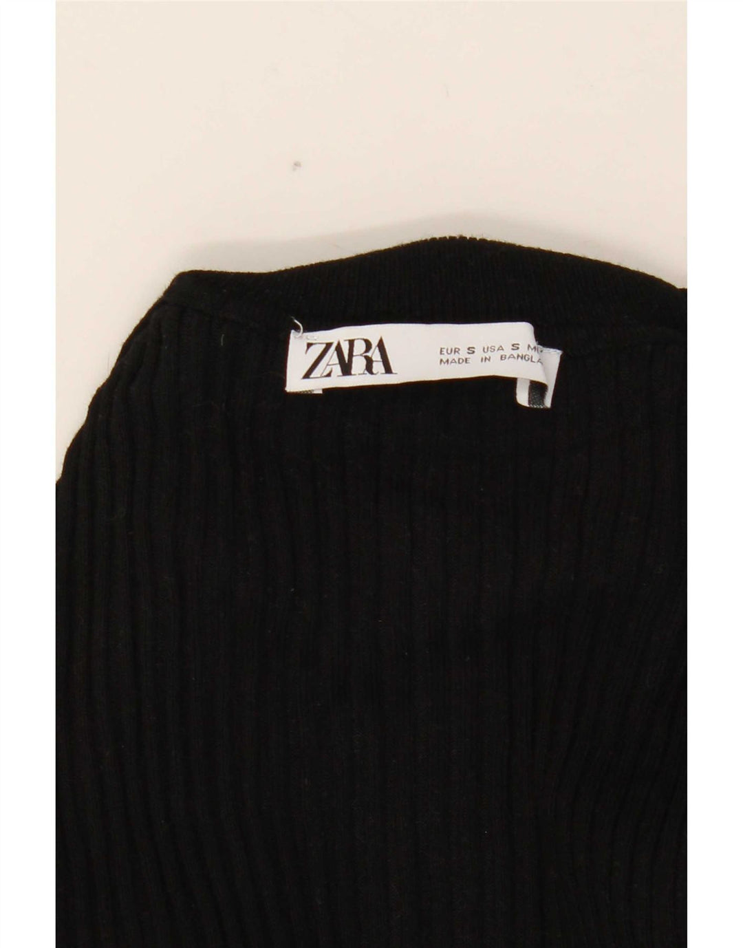 Crop Top pentru femei Zara cu mânecă lungă UK 8 mic, negru, viscoză