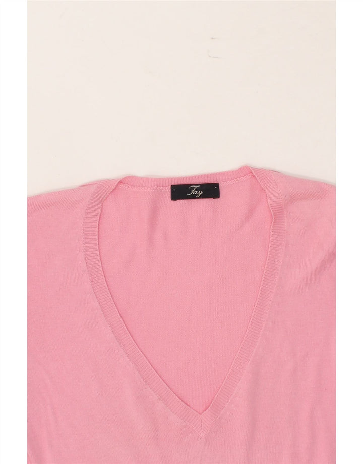 FAY Womens V-Neck Jumper Sweater UK 12 Medium Pink Vintage Fay and Second-Hand Fay from Messina Hembry 
