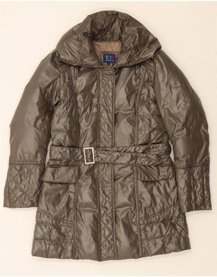 TRUSSARDI JEANS Womens Padded Coat IT 44 Medium Brown Vintage Trussardi Jeans and Second-Hand Trussardi Jeans from Messina Hembry 