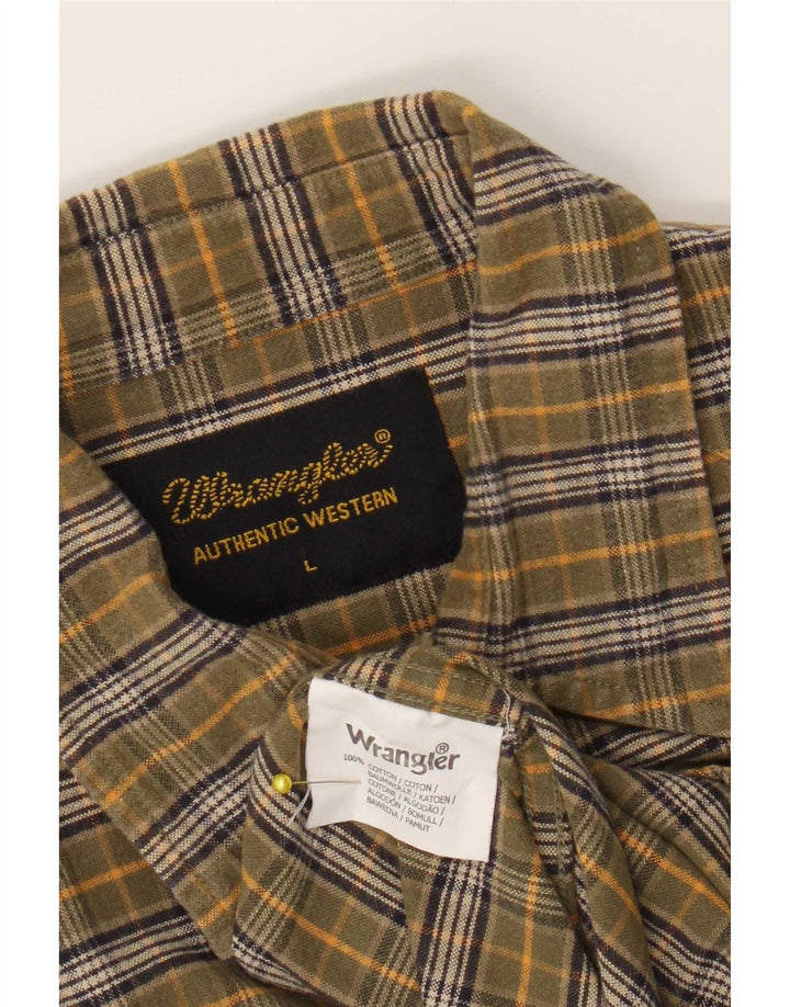 Cămașă de flanel pentru bărbați Wrangler, bumbac cu carouri mari, kaki