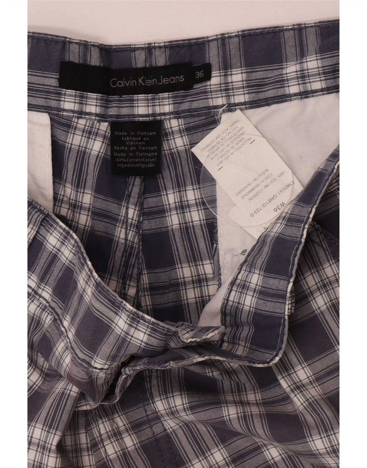 Pantaloni scurți cargo pentru bărbați Calvin Klein W36, mari, din bumbac cu carouri, albastru