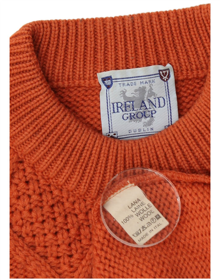 Trademark Pulover pentru bărbați cu decolteu rotund, portocaliu mediu, lână Fair Isle