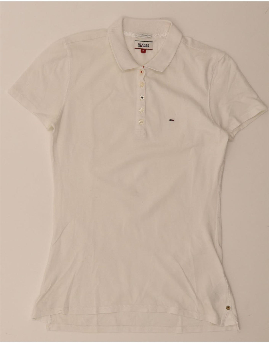 Tricou polo Tommy Hilfiger pentru femei UK 12 Bumbac alb mediu