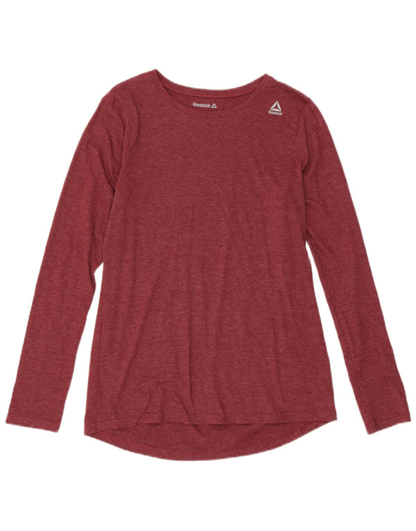 Top pentru femei Reebok cu mânecă lungă UK 12 Medium Burgundy Flecked Polyester