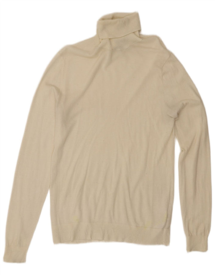 MASSIMO DUTTI Pulover cu gât rulat pentru femei UK 12 Medium White