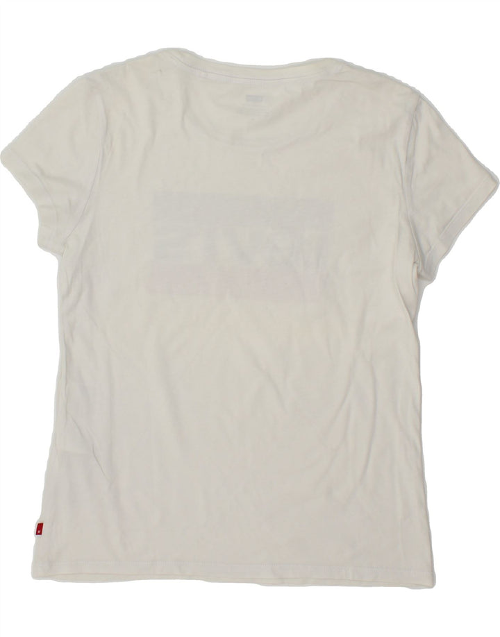 LEVI'S Womens Graphic T-Shirt Top UK 12 Medium White Cotton Vintage Levi's and Second-Hand Levi's from Messina Hembry 