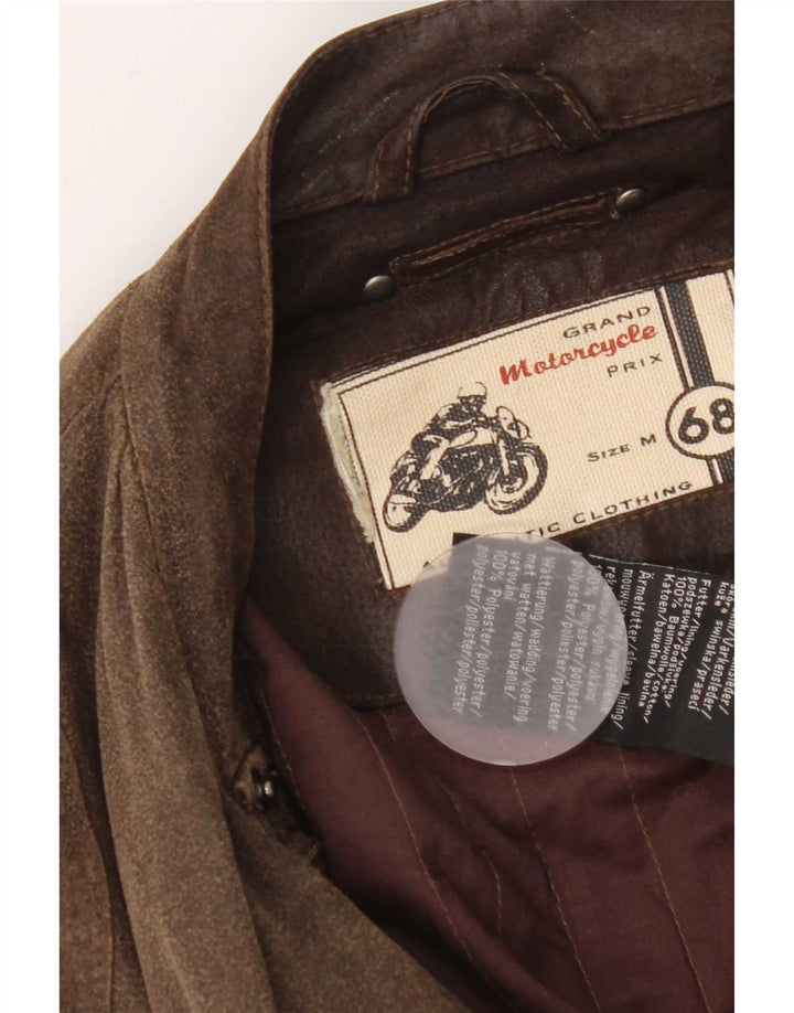 Jachetă de piele pentru motocicletă vintage pentru bărbați, UK 38, maro mediu