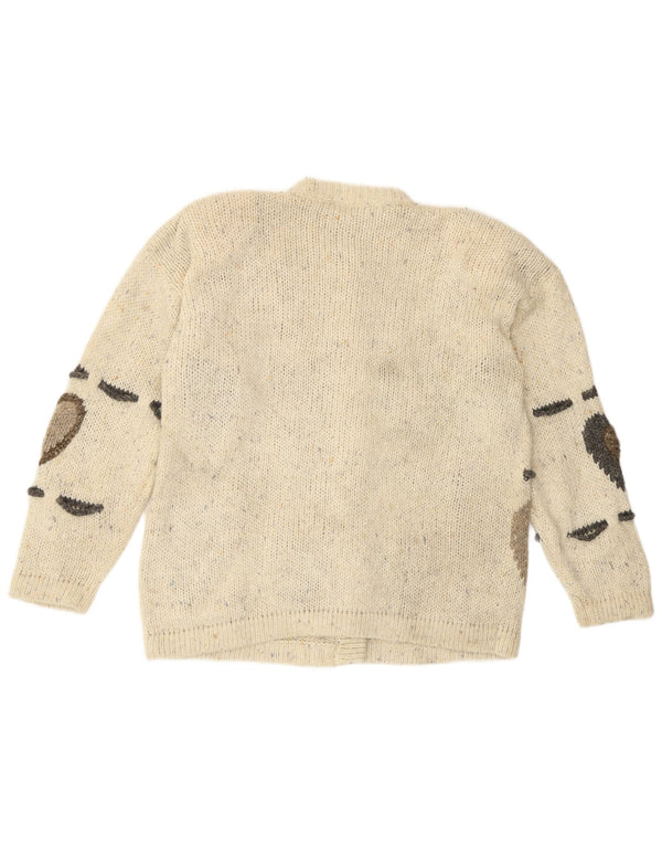 Pulover cardigan vintage pentru femei, noutate, UK 10, inimă mică, bej