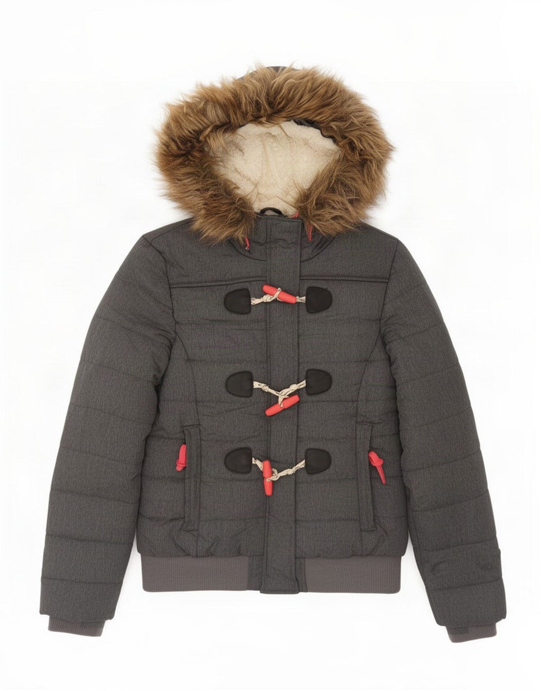 Jachetă bomber căptușită cu glugă Superdry pentru femei UK 14, mare, gri, poliester