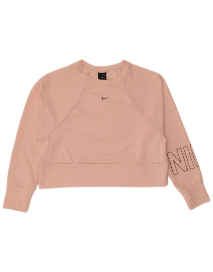 Pulover Nike pentru femei, supradimensionat cu grafic crop, UK 10, roz mic