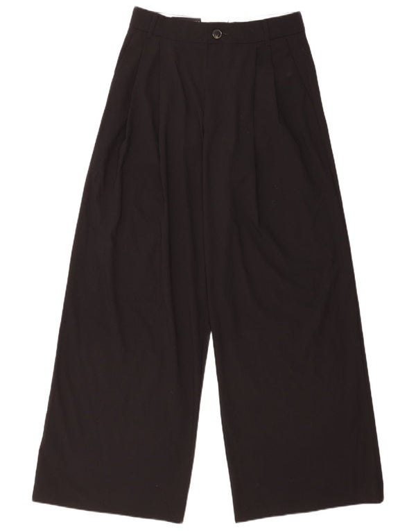 Pantaloni casual pentru femei cu talie înaltă Zara, cu picioare largi, Mici L26 L31 Negri