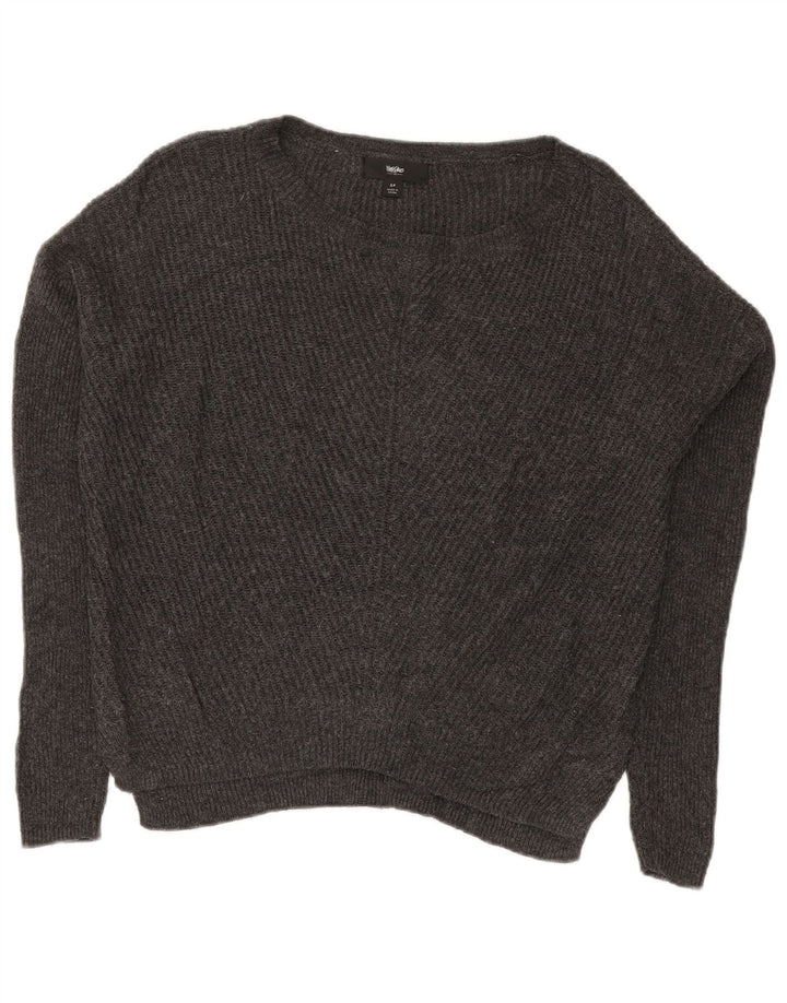 MOSSIMO Pulover supradimensionat pentru femei cu gât de barcă UK 10 mic bumbac gri