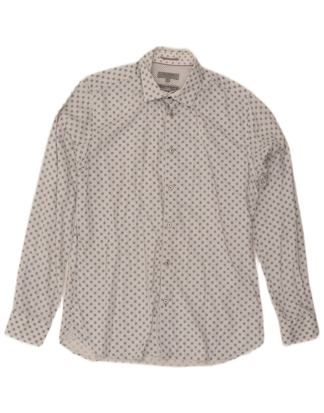 Cămașă Bărbați Ted Baker Mărimea 3 Bumbac Geometric Alb Mediu