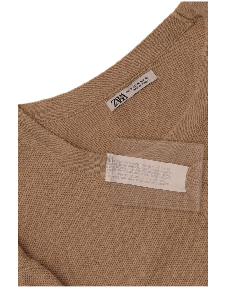 Tricou cu mânecă scurtă pentru bărbați Zara Top din bumbac maro mediu
