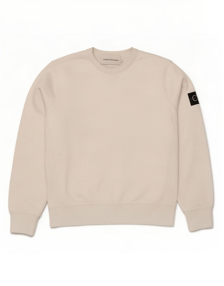 Pulover Calvin Klein Jeans pentru bărbați, bumbac alb mediu