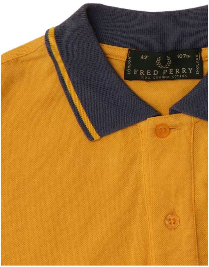 FRED PERRY Tricou polo pentru bărbați din bumbac galben mediu