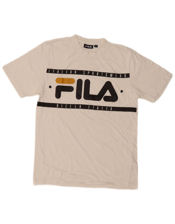 Tricou grafic Fila pentru bărbați Top mic Bumbac alb