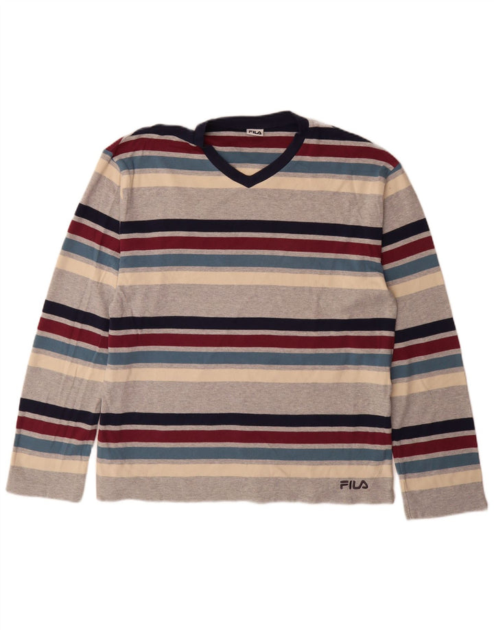 Top pentru bărbați Fila cu mânecă lungă XL, bumbac cu dungi multicolore
