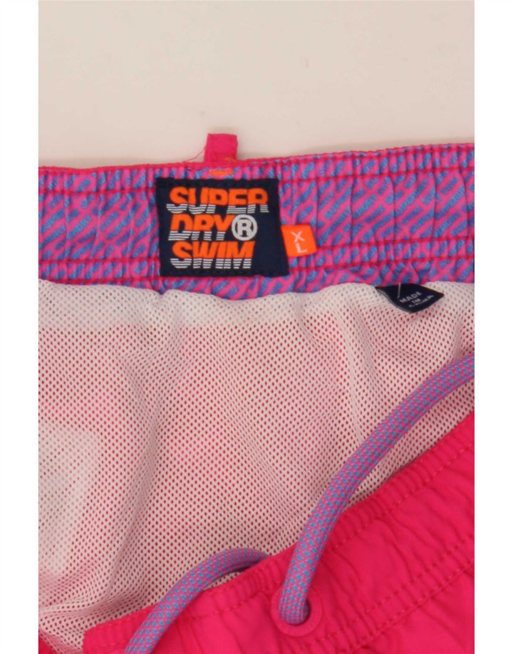 Pantaloni scurți de înot Superdry pentru bărbați XL, roz, poliester color bloc