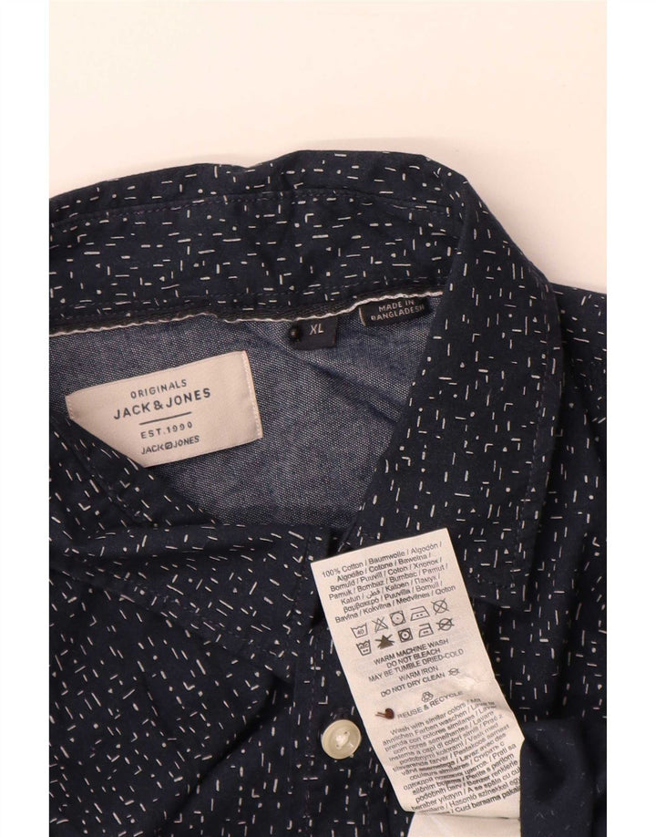 Cămașă Jack & Jones pentru bărbați XL, albastru marine, bumbac cu pete