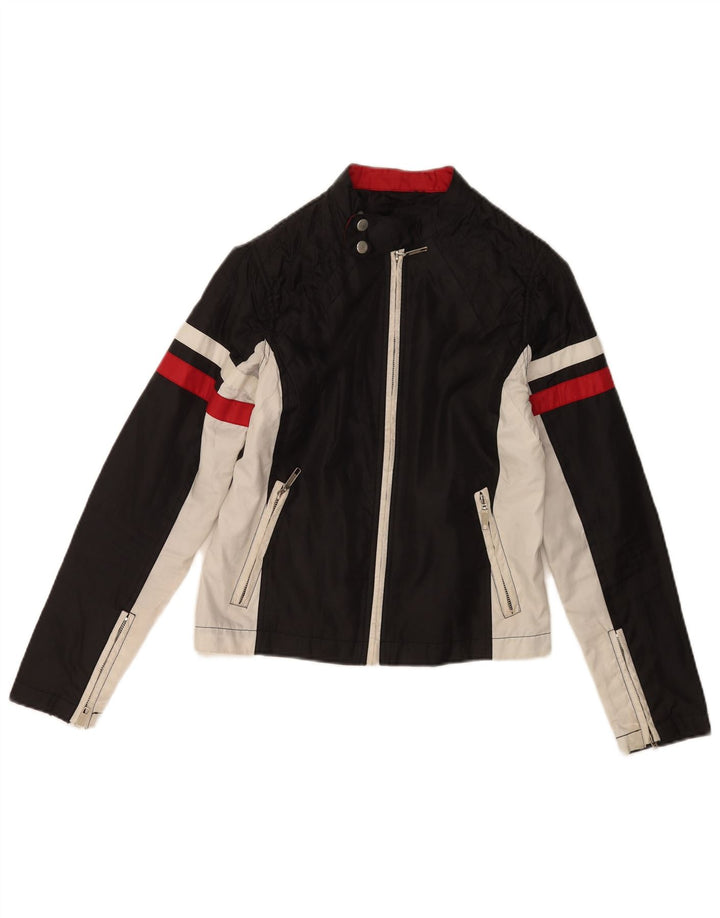 Jachetă de motociclist vintage pentru bărbați UK 36, negru, color block