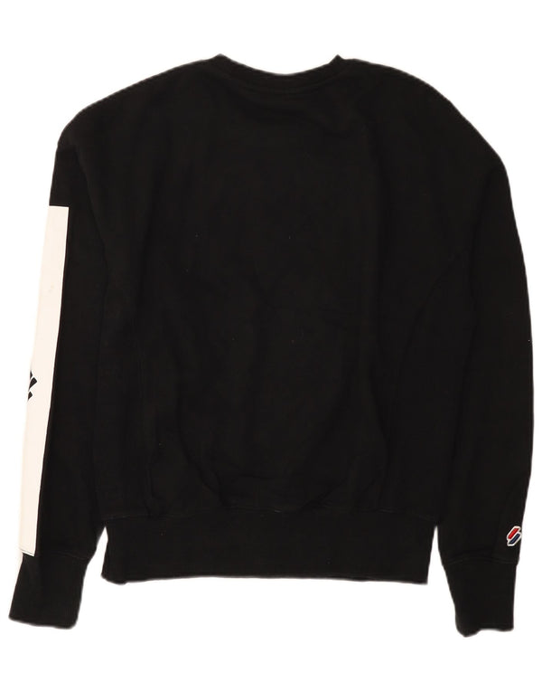 Pulover cu grafic pentru femei Superdry UK 12 Medium Black Colorblock