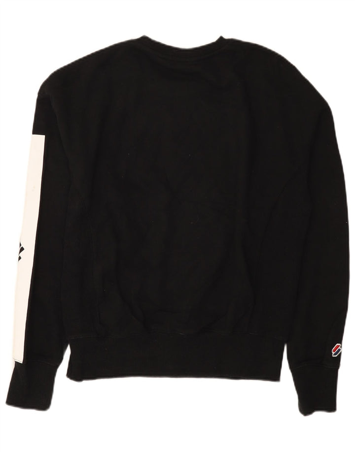 Pulover cu grafic pentru femei Superdry UK 12 Medium Black Colorblock
