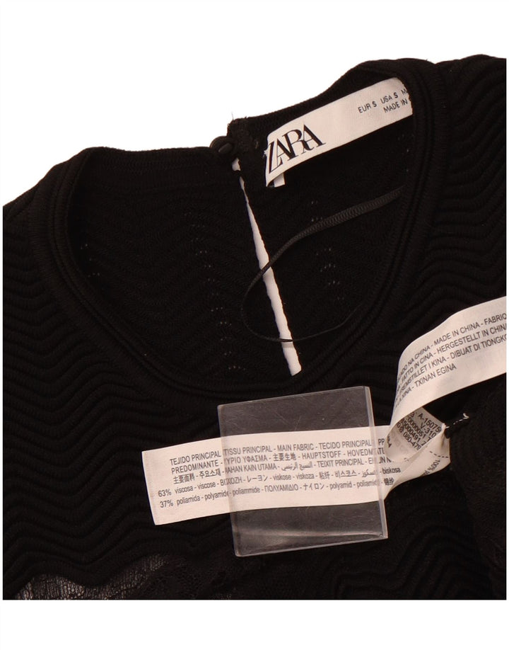 Rochie Maxi din Dantela Fără Mâneci ZARA UK 8 Mic Negru Viscoză