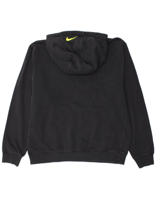 NIKE Mens Graphic Hoodie Jumper Medium Black Cotton