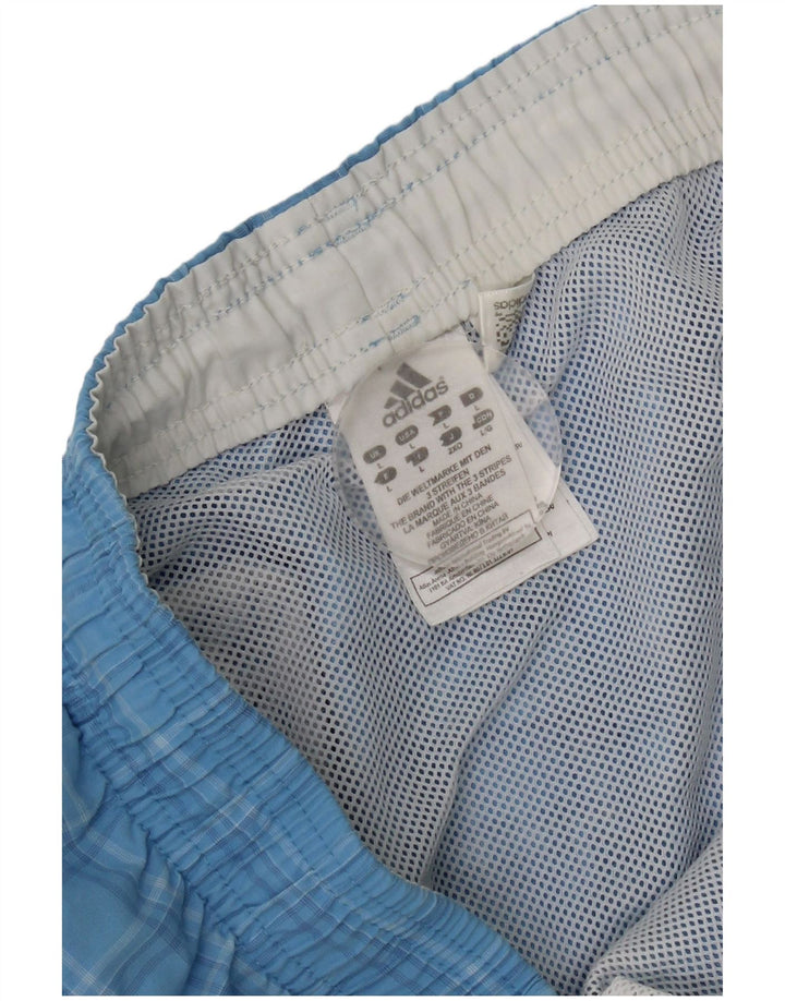 Pantaloni scurți de înot Adidas pentru bărbați, poliester cu carouri mari, albastre