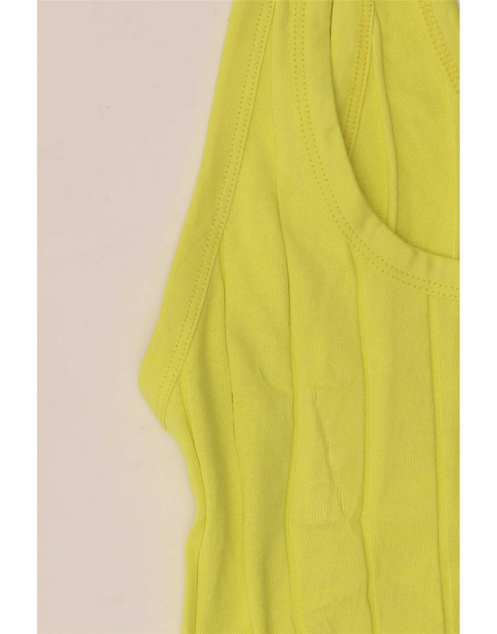 Massimo Dutti Femei Vest Top UK 8 Small Yellow Bumbac