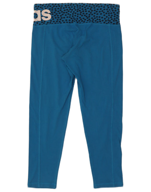 Adidas Climalite Graphic Crop Leggings pentru femei UK 12/14 Medium Blue Spotted