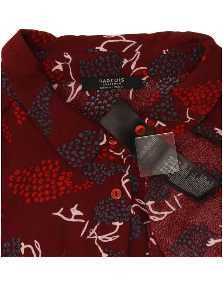 Rochie Parfois pentru femei, cu model abstract, în etaje, UK 14, viscoză de culoare burgundă medie